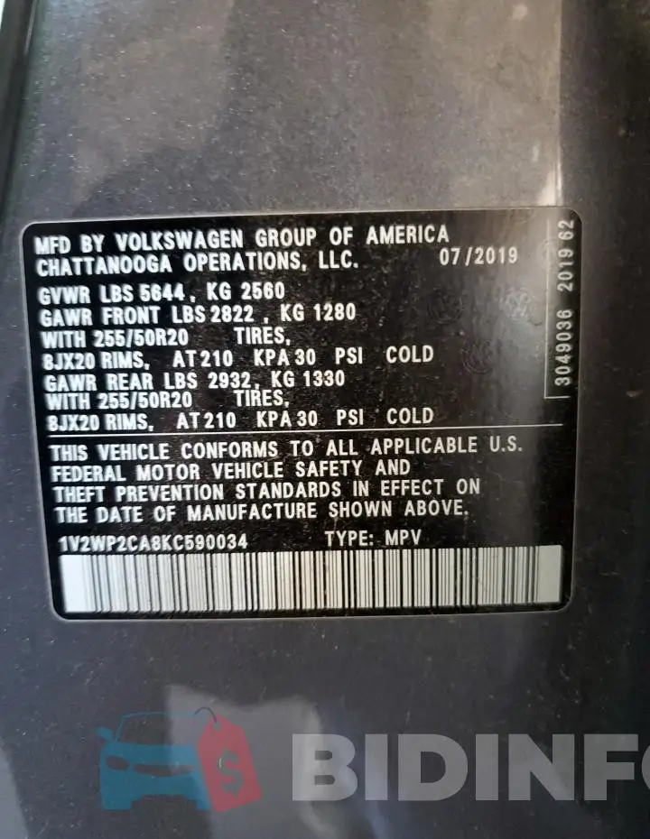 1V2WP2CA8KC590034 Photo# 14