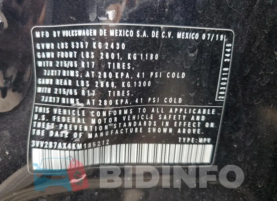 3VV2B7AX4KM185212 Photo# 13