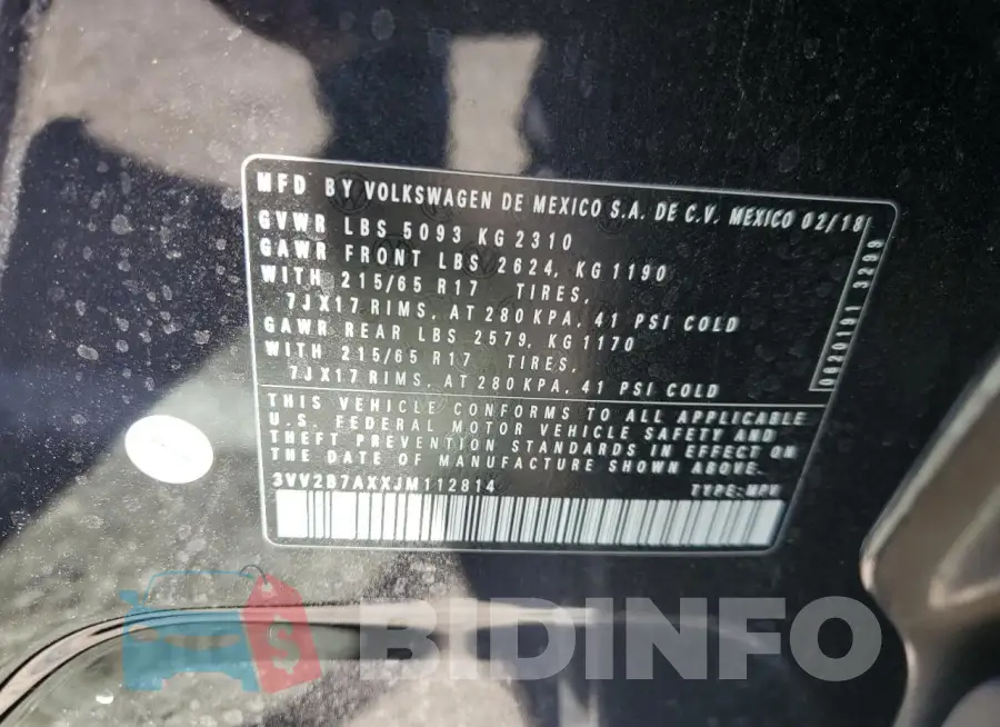 3VV2B7AXXJM112814 Photo# 13