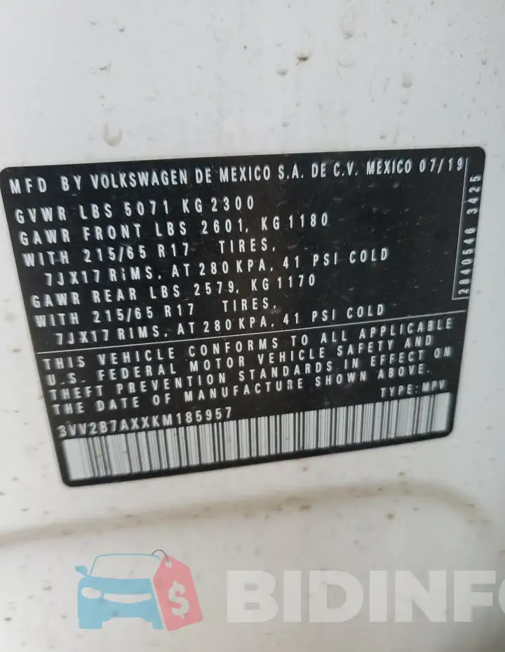 3VV2B7AXXKM185957 Photo# 13