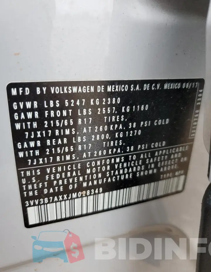 3VV3B7AXXJM028349 Photo# 14