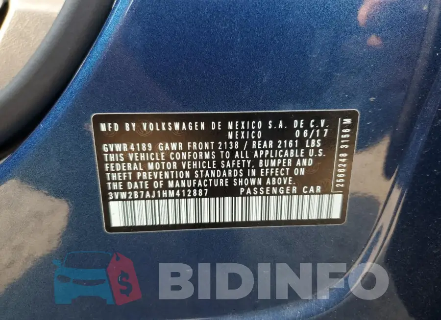 3VW2B7AJ1HM412887 Photo# 12
