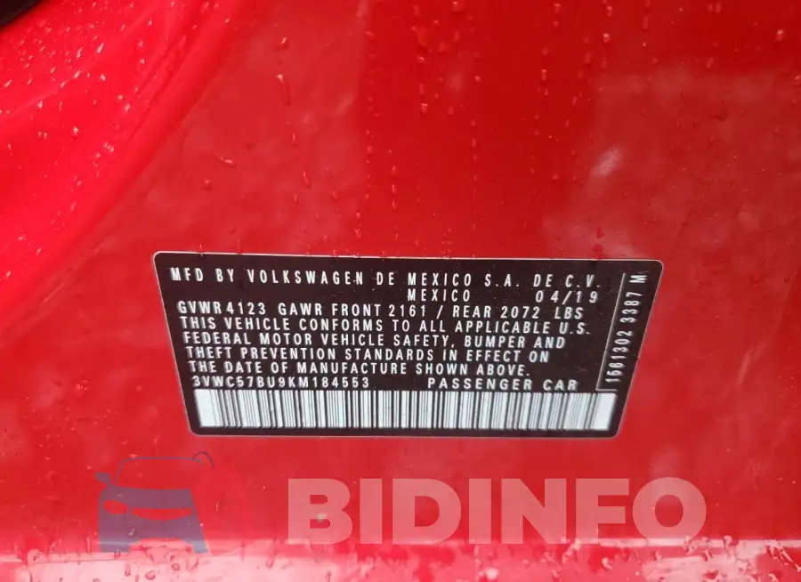 3VWC57BU9KM184553 Photo# 12