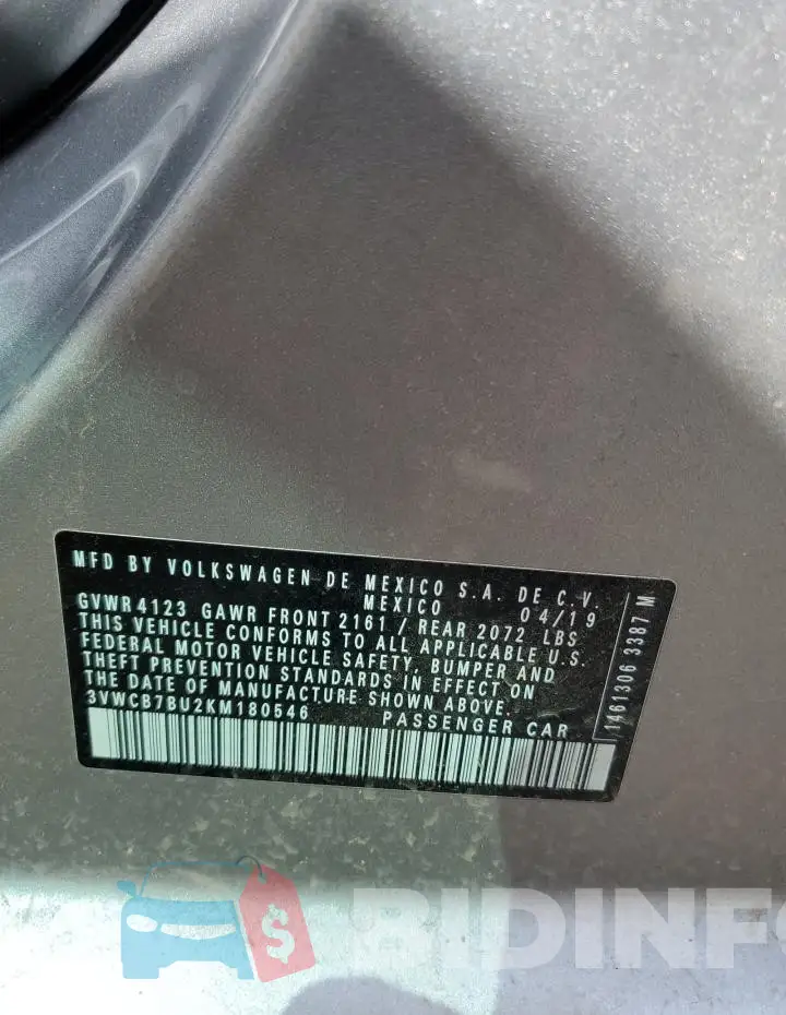 3VWCB7BU2KM180546 Photo# 12