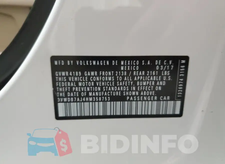 3VWDB7AJ4HM358753 Photo# 13