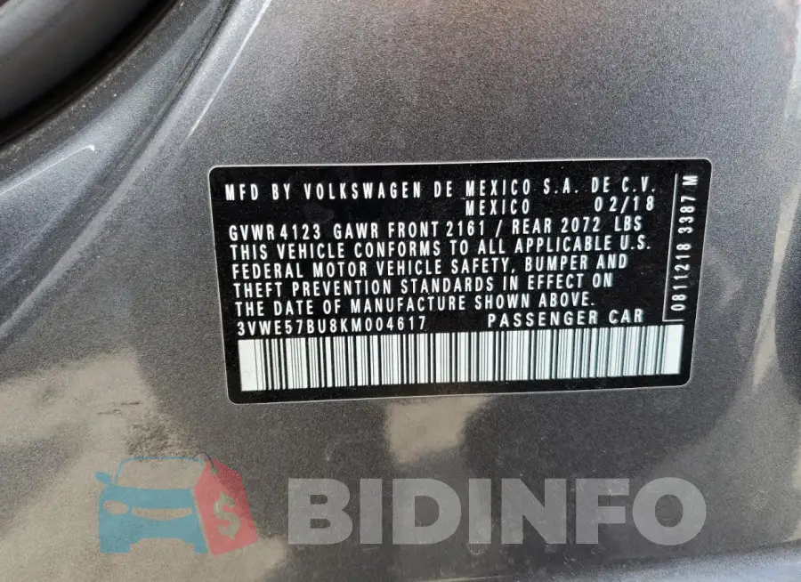 3VWE57BU8KM004617 Photo# 13