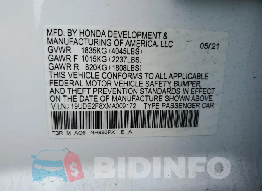 19UDE2F8XMA009172 Photo# 12