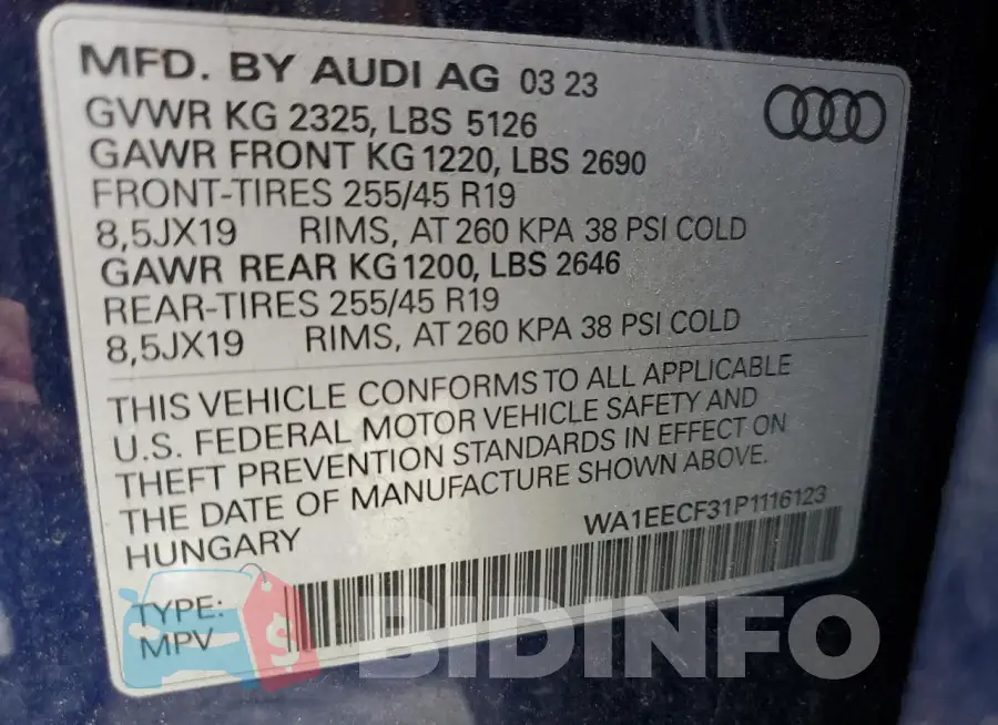 WA1EECF31P1116123 Photo# 14