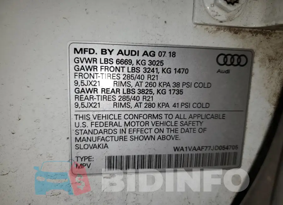 WA1VAAF77JD054705 Photo# 13