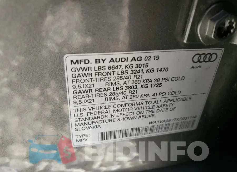 WA1VAAF77KD031166 Photo# 13
