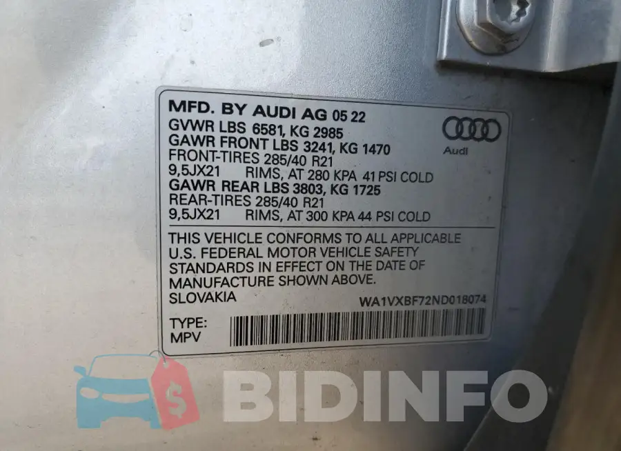 WA1VXBF72ND018074 Photo# 13