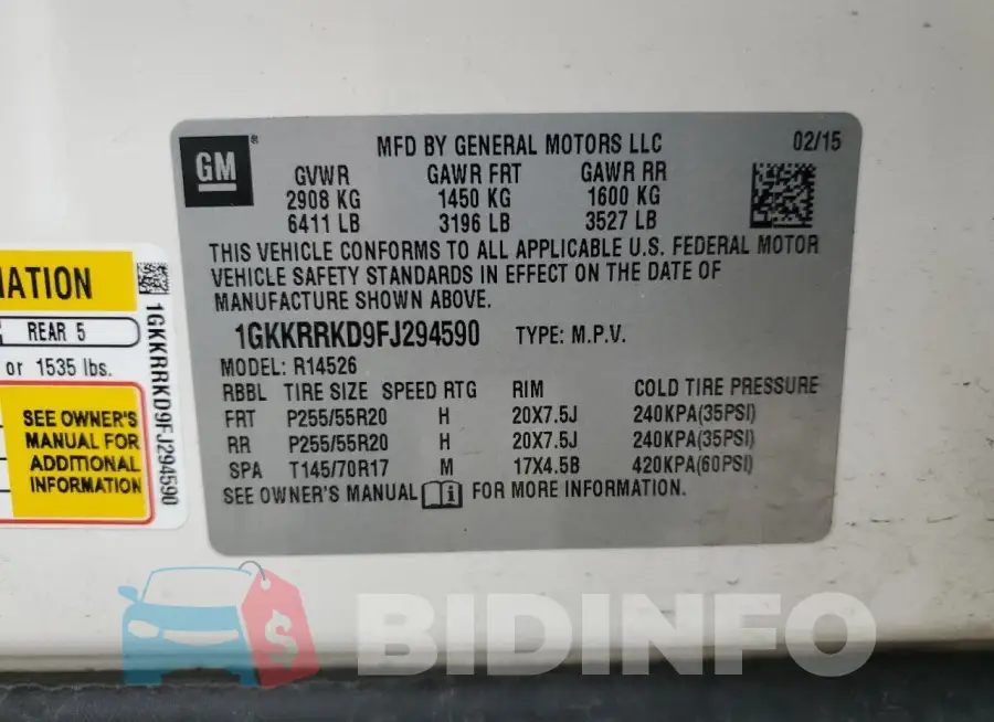 1GKKRRKD9FJ294590 Photo# 13