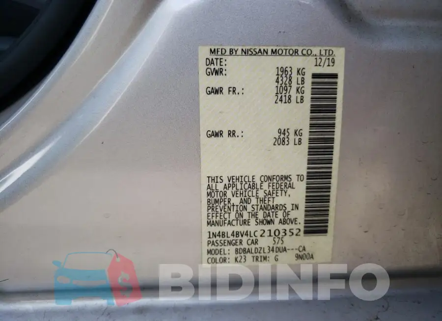 1N4BL4BV4LC210352 Photo# 12