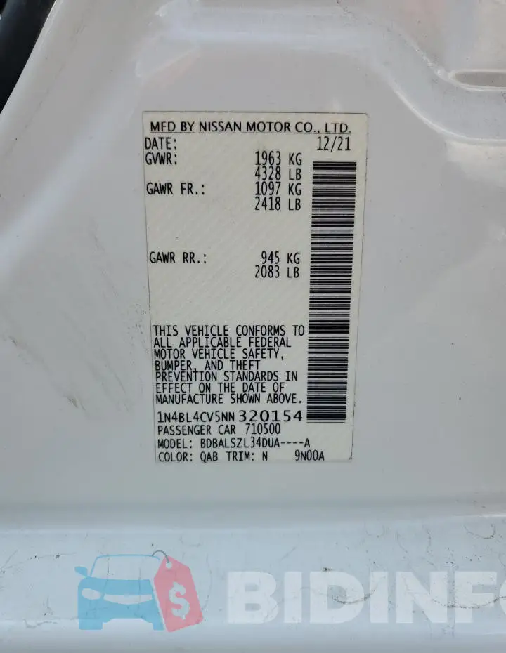 1N4BL4CV5NN320154 Photo# 13
