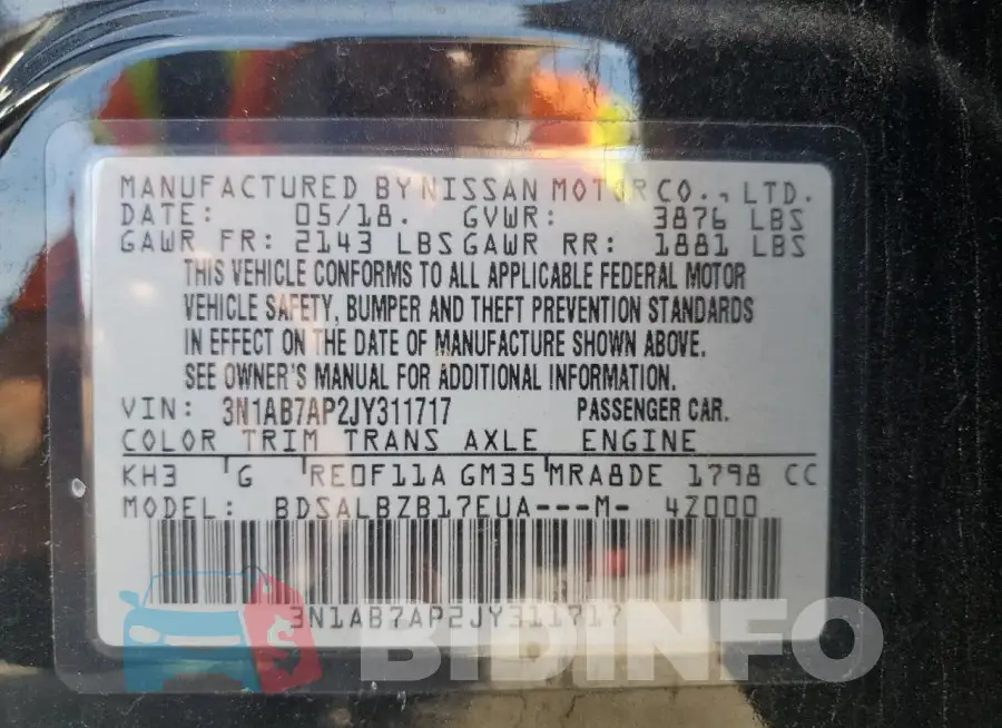 3N1AB7AP2JY311717 Photo# 13