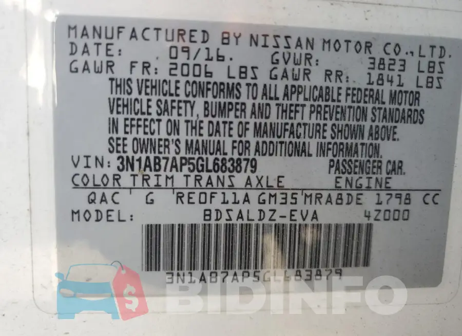 3N1AB7AP5GL683879 Photo# 13