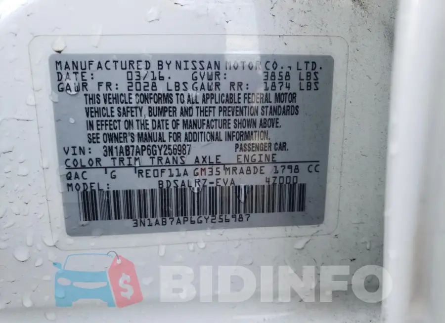3N1AB7AP6GY256987 Photo# 13