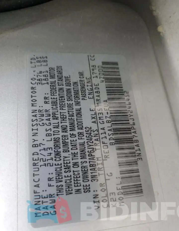 3N1AB7AP6JY246452 Photo# 12