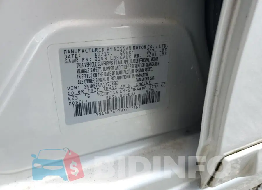 3N1AB7AP7JY207563 Photo# 12