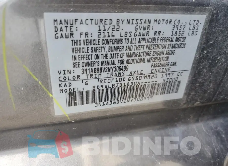 3N1AB8BV2NY308499 Photo# 12
