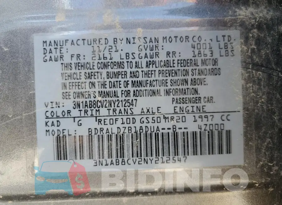 3N1AB8CV2NY212547 Photo# 12