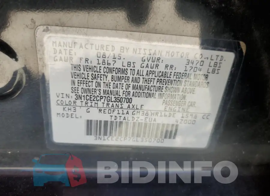 3N1CE2CP7GL350700 Photo# 12