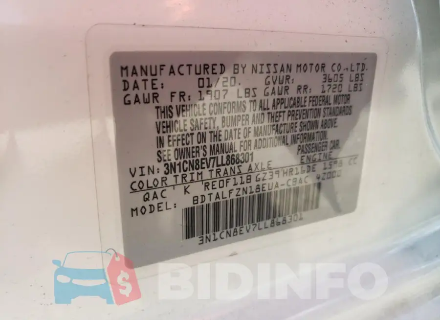 3N1CN8EV7LL868301 Photo# 12