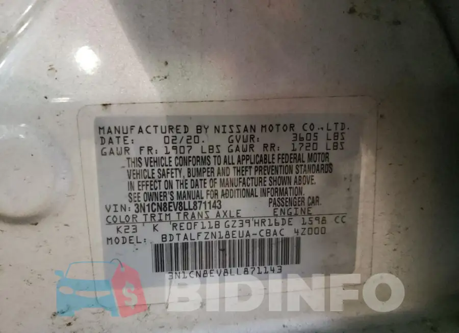 3N1CN8EV8LL871143 Photo# 12