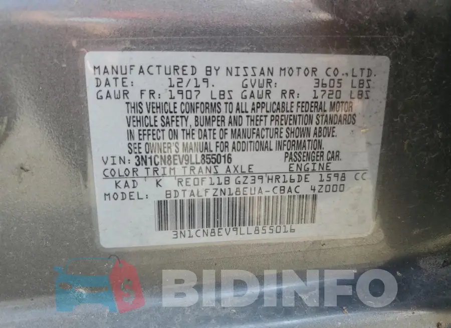 3N1CN8EV9LL855016 Photo# 12