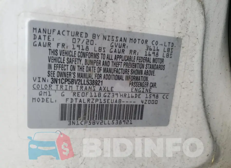 3N1CP5BV2LL538921 Photo# 13