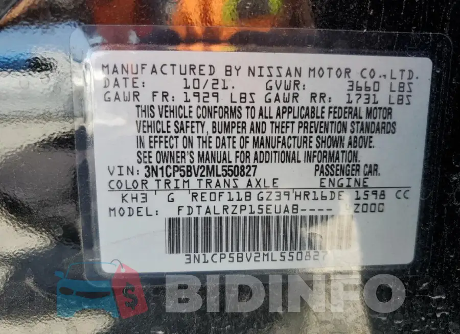 3N1CP5BV2ML550827 Photo# 14