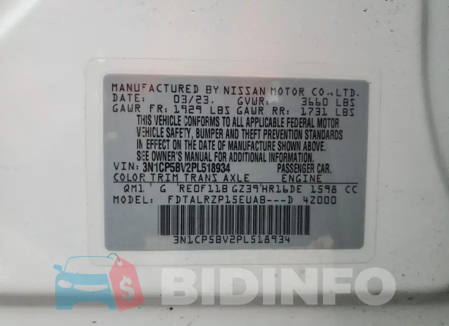 3N1CP5BV2PL518934 Photo# 14