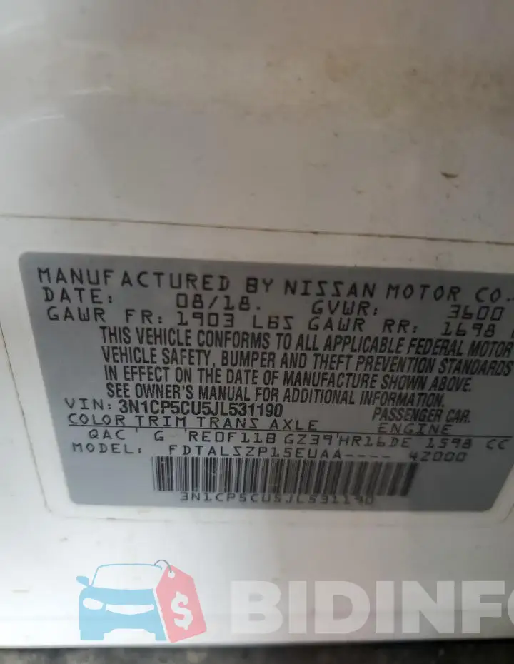 3N1CP5CU5JL531190 Photo# 12