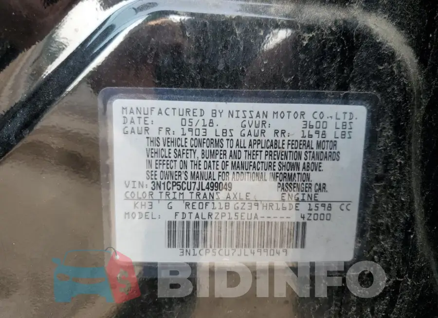 3N1CP5CU7JL499049 Photo# 12