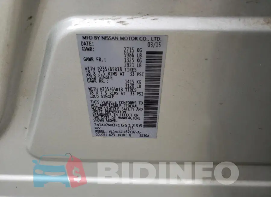 5N1AR2MM3FC651256 Photo# 13