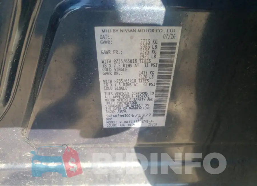5N1AR2MM3GC671377 Photo# 14