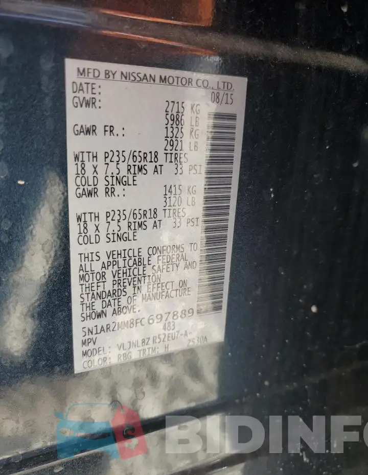 5N1AR2MM8FC697889 Photo# 13