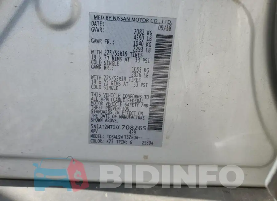 5N1AT2MT1KC708265 Photo# 14