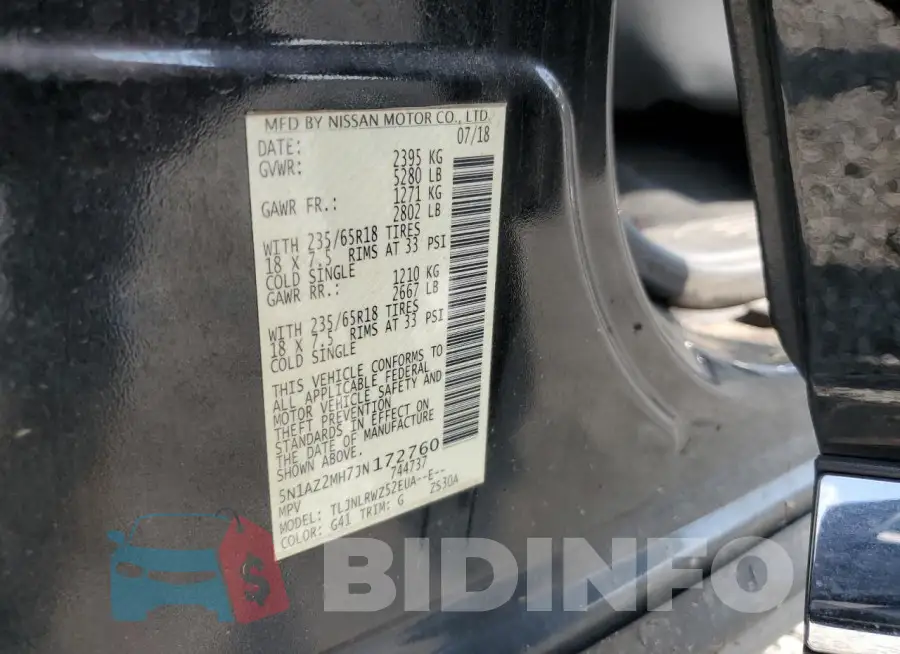 5N1AZ2MH7JN172760 Photo# 13
