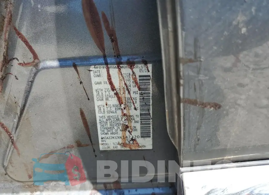 5N1AZ2MJ2KN147320 Photo# 13