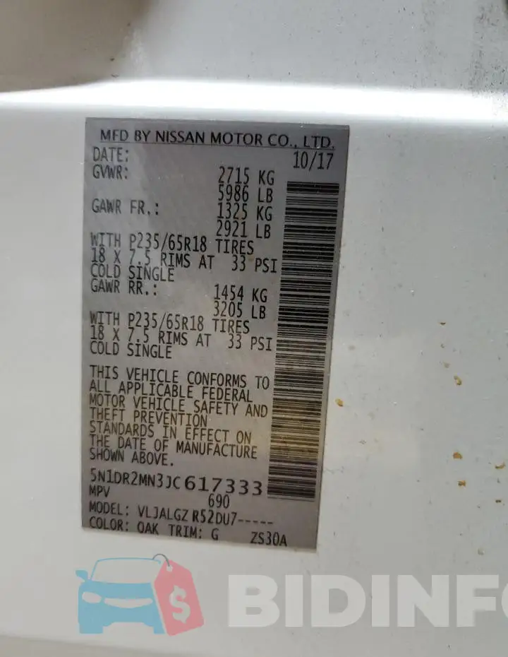 5N1DR2MN3JC617333 Photo# 13