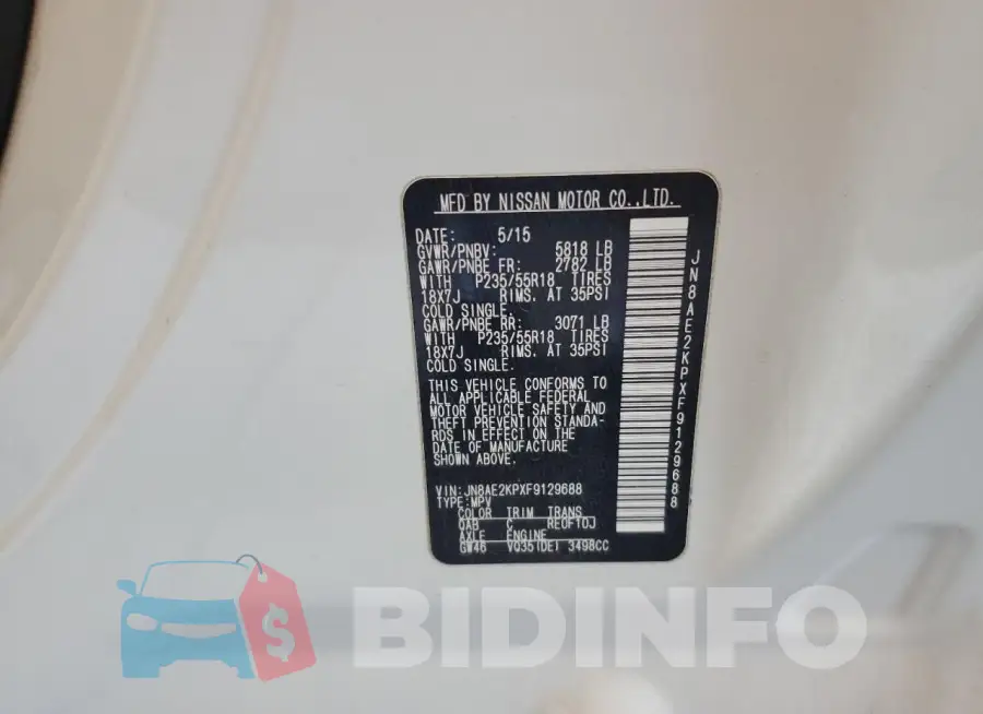 JN8AE2KPXF9129688 Photo# 14