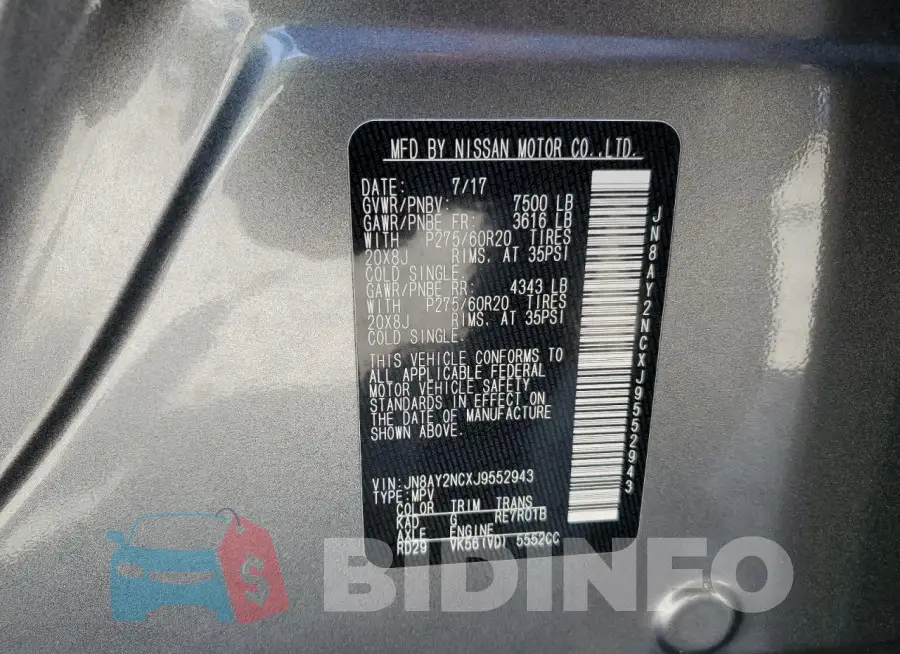 JN8AY2NCXJ9552943 Photo# 13