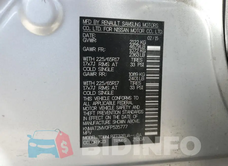 KNMAT2MV0FP535777 Photo# 13
