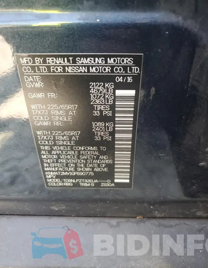 KNMAT2MV1GP690775 Photo# 14
