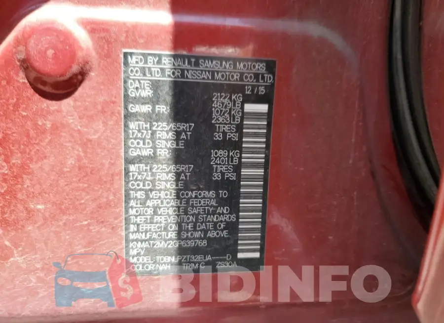 KNMAT2MV2GP639768 Photo# 13