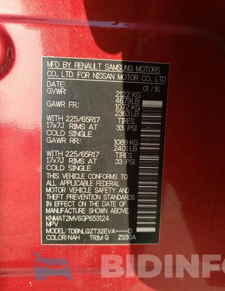 KNMAT2MV6GP653124 Photo# 12