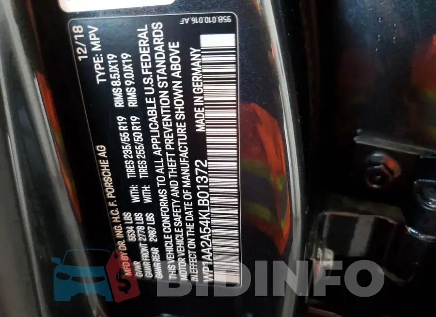 WP1AA2A54KLB01372 Photo# 13