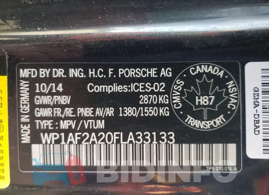 WP1AF2A20FLA33133 Photo# 13