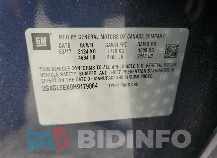 2G4GL5EX0H9179064 Photo# 13
